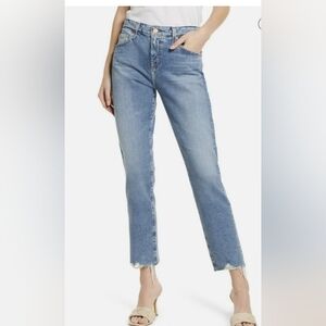 AG EX BOYFRIEND SLOUCHY SLIM JEANS 26 NEW $250 RAW HEM STRETCH